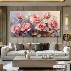 996 - TRANH TREO PHÒNG KHÁCH - TRANH TRANG TRÍ - TRANH TREO TƯỜNG HOA BÌNH HOA - KIỂU TRANH LIỀN KHỔ | MÃ T3D-13158