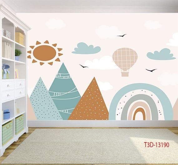 1037 - TRANH DÁN TƯỜNG PHÒNG NGỦ TRẺ EM - TRANH TRANG TRÍ - TRANH DÁN TƯỜNG 3D - KIỂU TRANH LIỀN KHỔ| MÃ T3D-13190
