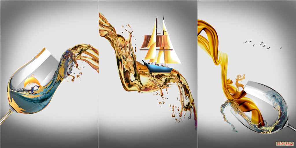 TRANH TREO PHÒNG ĂN, CAFE, NHÀ HÀNG - TRANH TRANG TRÍ - KIỂU TRANH LIỀN KHỔ | MÃ T3D-13212