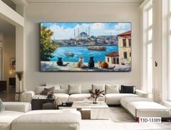 TRANH TREO PHÒNG KHÁCH HIỆN ĐẠI - TRANH TRANG TRÍ - TRANH TREO TƯỜNG PHONG CẢNH CHÂU ÂU - KIỂU TRANH LIỀN KHỔ | MÃ: T3D-13309