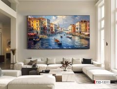 TRANH TREO PHÒNG KHÁCH HIỆN ĐẠI - TRANH TRANG TRÍ - TRANH TREO TƯỜNG PHONG CẢNH CHÂU ÂU - KIỂU TRANH LIỀN KHỔ | MÃ: T3D-13311