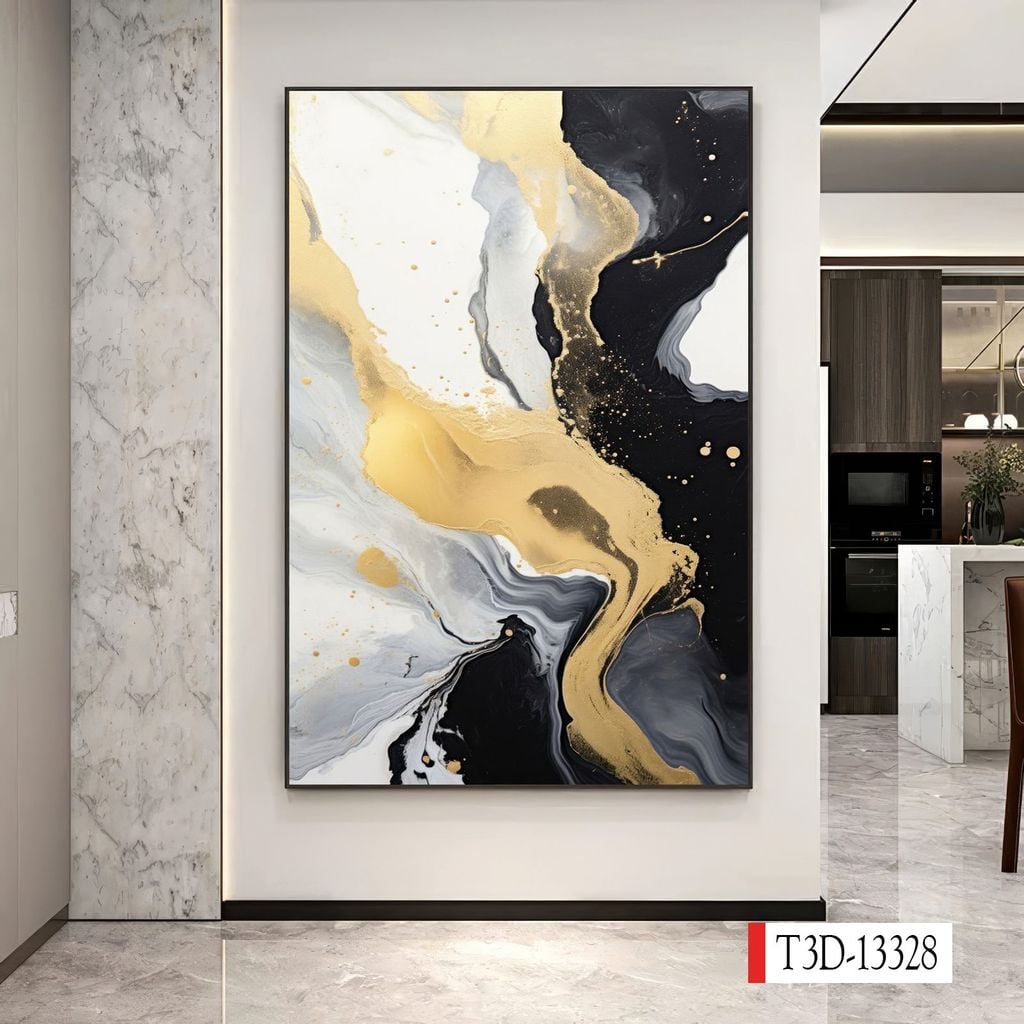 1198 - TRANH TREO HÀNH LANG LỐI ĐI - TRANH TRANG TRÍ - TRANH TREO HIỆN ĐẠI TRỪU TƯỢNG - KIỂU TRANH DỌC | MÃ T3D-13328