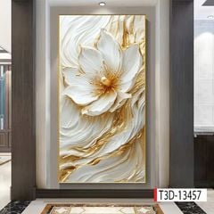 1160 - TRANH TREO HÀNH LANG LỐI ĐI - TRANH TRANG TRÍ - TRANH TREO HOA, BÌNH HOA - KIỂU TRANH DỌC | MÃ T3D-13457