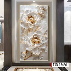 1169 - TRANH TREO HÀNH LANG LỐI ĐI - TRANH TRANG TRÍ - TRANH TREO HOA, BÌNH HOA - KIỂU TRANH DỌC | MÃ T3D-13466