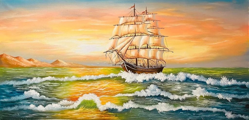 1236 - TRANH TREO PHÒNG KHÁCH - TRANH TRANG TRÍ - TRANH TREO THUẬN BUỒM XUÔI GIÓ - KIỂU TRANH NGANG | MÃ T3D-13505