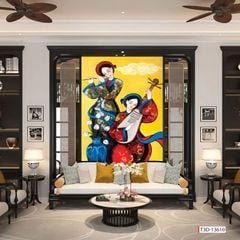 TRANH VẢI DÁN TƯỜNG PHÒNG KHÁCH - TRANH VẢI 3D - TRANH CÔ GÁI VIỆT NAM- TRANH TRANG TRÍ | MÃ T3D-13610
