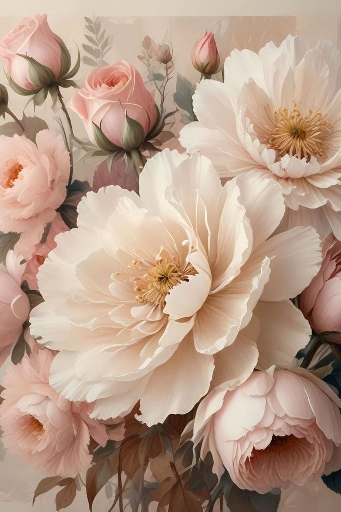 1264 - TRANH TREO HÀNH LANG LỐI ĐI - TRANH TRANG TRÍ - TRANH TREO HOA, BÌNH HOA - KIỂU TRANH DỌC | MÃ T3D-13623