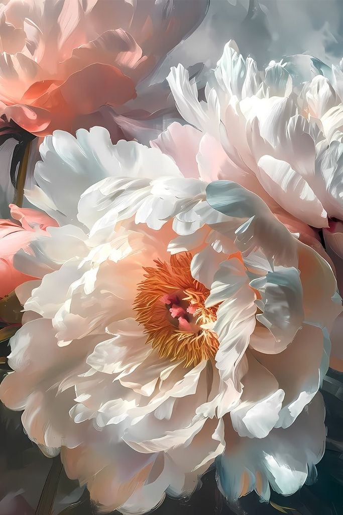 1266 - TRANH TREO HÀNH LANG LỐI ĐI - TRANH TRANG TRÍ - TRANH TREO HOA, BÌNH HOA - KIỂU TRANH DỌC | MÃ T3D-13625