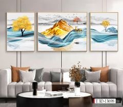1271 - TRANH TREO PHÒNG KHÁCH SOFA - TRANH TRANG TRÍ - TRANH TREO TƯỜNG HIỆN ĐẠI  - KIỂU TRANH GHÉP BỘ 3 BỨC | MÃ T3D-13698