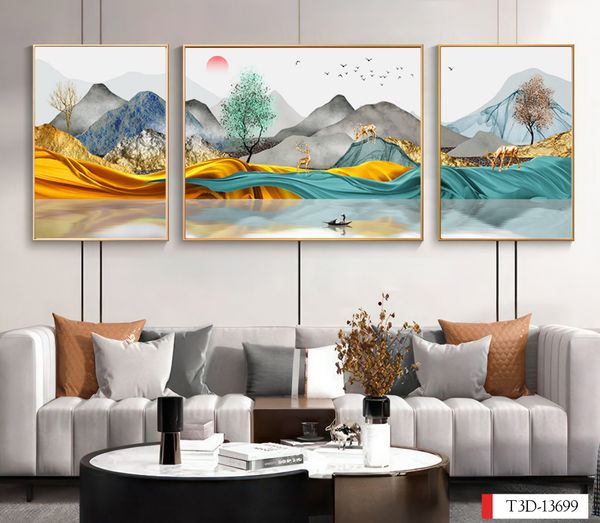 1272 - TRANH TREO PHÒNG KHÁCH SOFA - TRANH TRANG TRÍ - TRANH TREO TƯỜNG HIỆN ĐẠI  - KIỂU TRANH GHÉP BỘ 3 BỨC | MÃ T3D-13699