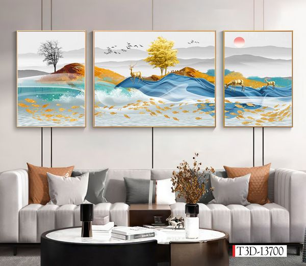 1273 - TRANH TREO PHÒNG KHÁCH SOFA - TRANH TRANG TRÍ - TRANH TREO TƯỜNG HIỆN ĐẠI  - KIỂU TRANH GHÉP BỘ 3 BỨC | MÃ T3D-13700