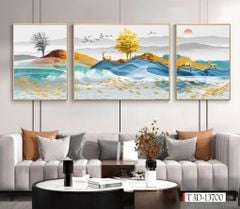 1273 - TRANH TREO PHÒNG KHÁCH SOFA - TRANH TRANG TRÍ - TRANH TREO TƯỜNG HIỆN ĐẠI  - KIỂU TRANH GHÉP BỘ 3 BỨC | MÃ T3D-13700