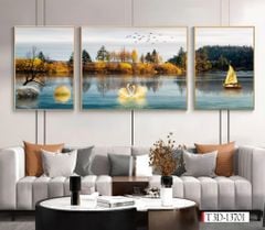 1274 - TRANH TREO PHÒNG KHÁCH SOFA - TRANH TRANG TRÍ - TRANH TREO TƯỜNG HIỆN ĐẠI  - KIỂU TRANH GHÉP BỘ 3 BỨC | MÃ T3D-13701