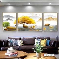 1277 - TRANH TREO PHÒNG KHÁCH SOFA - TRANH TRANG TRÍ - TRANH TREO TƯỜNG HIỆN ĐẠI  - KIỂU TRANH GHÉP BỘ 3 BỨC | MÃ T3D-13704