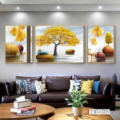 1278 - TRANH TREO PHÒNG KHÁCH SOFA - TRANH TRANG TRÍ - TRANH TREO TƯỜNG HIỆN ĐẠI  - KIỂU TRANH GHÉP BỘ 3 BỨC | MÃ T3D-13705