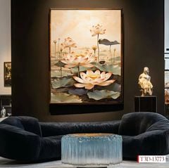 1311 - TRANH TREO HÀNH LANG LỐI ĐI - TRANH TRANG TRÍ - TRANH TREO HOA, HOA SEN - KIỂU TRANH DỌC | MÃ T3D-13773