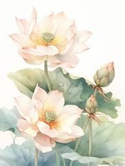 1313 - TRANH TREO HÀNH LANG LỐI ĐI - TRANH TREO HOA, HOA SEN - KIỂU TRANH DỌC | MÃ T3D-13775