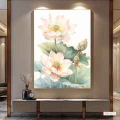 1313 - TRANH TREO HÀNH LANG LỐI ĐI - TRANH TREO HOA, HOA SEN - KIỂU TRANH DỌC | MÃ T3D-13775