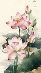 1314 - TRANH TREO HÀNH LANG LỐI ĐI - TRANH TREO HOA, HOA SEN - KIỂU TRANH DỌC | MÃ T3D-13776