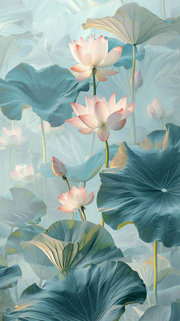 1315 - TRANH TREO HÀNH LANG LỐI ĐI - TRANH TREO HOA, HOA SEN - KIỂU TRANH DỌC | MÃ T3D-13777