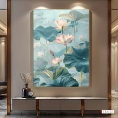 1315 - TRANH TREO HÀNH LANG LỐI ĐI - TRANH TREO HOA, HOA SEN - KIỂU TRANH DỌC | MÃ T3D-13777