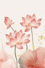 1318 - TRANH TREO HÀNH LANG LỐI ĐI - TRANH TREO HOA, HOA SEN - KIỂU TRANH DỌC | MÃ T3D-13780