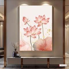 1316 - TRANH TREO HÀNH LANG LỐI ĐI - TRANH TREO HOA, HOA SEN - KIỂU TRANH DỌC | MÃ T3D-13778