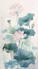 1317 - TRANH TREO HÀNH LANG LỐI ĐI - TRANH TREO HOA, HOA SEN - KIỂU TRANH DỌC | MÃ T3D-13779