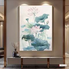 1317 - TRANH TREO HÀNH LANG LỐI ĐI - TRANH TREO HOA, HOA SEN - KIỂU TRANH DỌC | MÃ T3D-13779