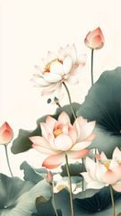 1319 - TRANH TREO HÀNH LANG LỐI ĐI - TRANH TREO HOA, HOA SEN - KIỂU TRANH DỌC | MÃ T3D-13781