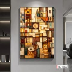 TRANH TREO HÀNH LANG LỐI ĐI - TRANH TRANG TRÍ - TRANH TREO HIỆN ĐẠI TRỪU TƯỢNG - KIỂU TRANH DỌC | MÃ T3D-13859