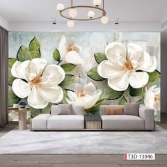 TRANH VẢI DÁN TƯỜNG PHÒNG KHÁCH - TRANH VẢI HOA 3D - TRANH TRANG TRÍ | MÃ T3D-13946