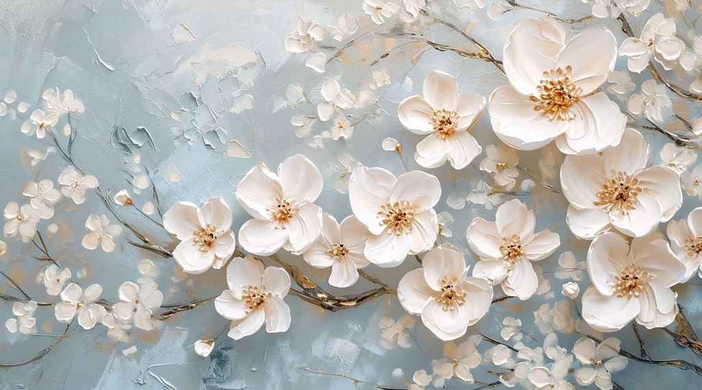 TRANH VẢI DÁN TƯỜNG PHÒNG KHÁCH - TRANH VẢI HOA 3D - TRANH TRANG TRÍ | MÃ T3D-13947