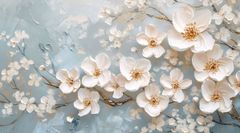 TRANH VẢI DÁN TƯỜNG PHÒNG KHÁCH - TRANH VẢI HOA 3D - TRANH TRANG TRÍ | MÃ T3D-13947