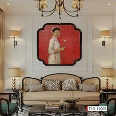 TRANH VẢI DÁN TƯỜNG PHÒNG KHÁCH- TRANH DÁN IDOCHINDE - TRANH VẢI 3D - TRANH CÔ GÁI VIỆT NAM- TRANH TRANG TRÍ | MÃ T3D-13610