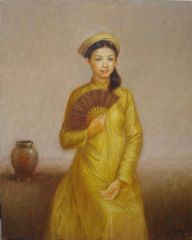 TRANH VẢI DÁN TƯỜNG PHÒNG KHÁCH- TRANH DÁN IDOCHINDE - TRANH VẢI 3D - TRANH CÔ GÁI VIỆT NAM- TRANH TRANG TRÍ | MÃ T3D-14003