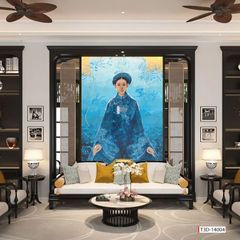 TRANH VẢI DÁN TƯỜNG PHÒNG KHÁCH- TRANH DÁN IDOCHINDE - TRANH VẢI 3D - TRANH CÔ GÁI VIỆT NAM- TRANH TRANG TRÍ | MÃ T3D-14004