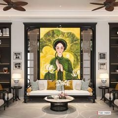 TRANH VẢI DÁN TƯỜNG PHÒNG KHÁCH- TRANH DÁN IDOCHINDE - TRANH VẢI 3D - TRANH CÔ GÁI VIỆT NAM- TRANH TRANG TRÍ | MÃ T3D-14005
