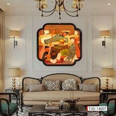 TRANH VẢI DÁN TƯỜNG PHÒNG KHÁCH- TRANH DÁN IDOCHINDE - TRANH VẢI 3D - TRANH CÔ GÁI VIỆT NAM- TRANH TRANG TRÍ | MÃ T3D-14007