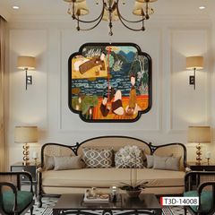 TRANH VẢI DÁN TƯỜNG PHÒNG KHÁCH- TRANH DÁN IDOCHINDE - TRANH VẢI 3D - TRANH CÔ GÁI VIỆT NAM- TRANH TRANG TRÍ | MÃ T3D-14008