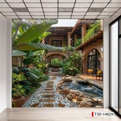 TRANH VẢI DÁN TƯỜNG PHÒNG KHÁCH - TRANH DÁN TƯỜNG - TRANH DÁN 3D-  TRANH VẢI TIỂU CẢNH - TRANH TRANG TRÍ | MÃ T3D-14029