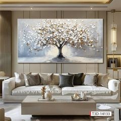 TRANH TREO PHÒNG KHÁCH - TRANH TRANG TRÍ - TRANH TREO TƯỜNG HOA 3D - KIỂU TRANH NGANG | MÃ T3D-14133