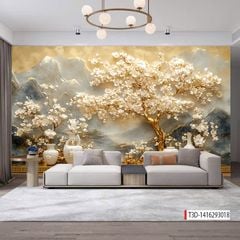 1176 - TRANH DÁN TƯỜNG PHÒNG KHÁCH - TRANH TRANG TRÍ - TRANH DÁN TƯỜNG TIỂU CẢNH - KIỂU TRANH LIỀN KHỔ| MÃ T3D-1416293018