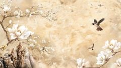 TRANH DÁN TƯỜNG 3D - TRANH DÁN TƯỜNG PHÒNG NGỦ - TRANH HOA ĐÀO - TRANH VẢI INDOCHINE - TRANH TRANG TRÍ | MÃ T3D-14787