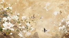 TRANH DÁN TƯỜNG 3D - TRANH DÁN TƯỜNG PHÒNG NGỦ - TRANH HOA ĐÀO - TRANH VẢI INDOCHINE - TRANH TRANG TRÍ | MÃ T3D-14789