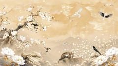 TRANH DÁN TƯỜNG 3D - TRANH DÁN TƯỜNG PHÒNG NGỦ - TRANH HOA ĐÀO - TRANH VẢI INDOCHINE - TRANH TRANG TRÍ | MÃ T3D-14790