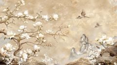 TRANH DÁN TƯỜNG 3D - TRANH DÁN TƯỜNG PHÒNG NGỦ - TRANH HOA ĐÀO - TRANH VẢI INDOCHINE - TRANH TRANG TRÍ | MÃ T3D-14792