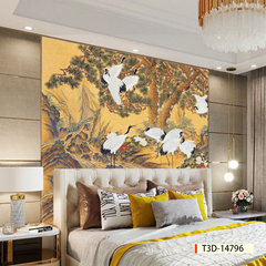 TRANH DÁN TƯỜNG 3D - TRANH DÁN TƯỜNG PHÒNG NGỦ - TRANH HOA ĐÀO - TRANH VẢI INDOCHINE - TRANH TRANG TRÍ | MÃ T3D-14796