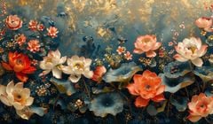 TRANH TREO TƯỜNG - PHÒNG KHÁCH, SAU SOFA, PHÒNG THỜ - CHỦ ĐỀ HOA SEN CÁ CHÉP - KHỔ LỚN - TRANH TRANG TRÍ - MÃ: T3D-14801