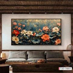 TRANH TREO TƯỜNG - PHÒNG KHÁCH, SAU SOFA, PHÒNG THỜ - CHỦ ĐỀ HOA SEN CÁ CHÉP - KHỔ LỚN - TRANH TRANG TRÍ - MÃ: T3D-14801
